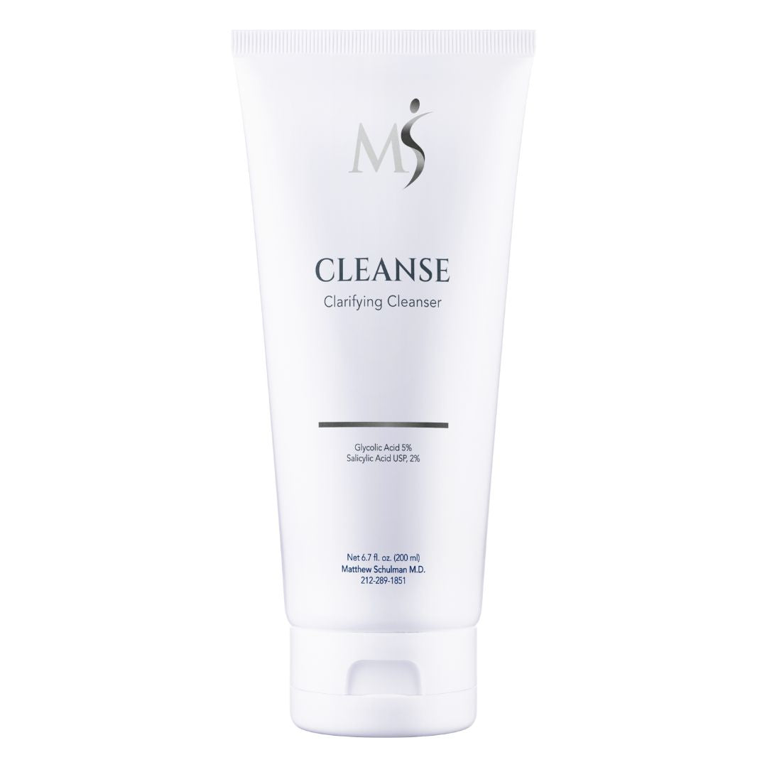 CLEANSE medicated cleanser from MSMDSkinTherapy contains glycolic acid and salicylic acid to treat acne skin and get rid of pimples.