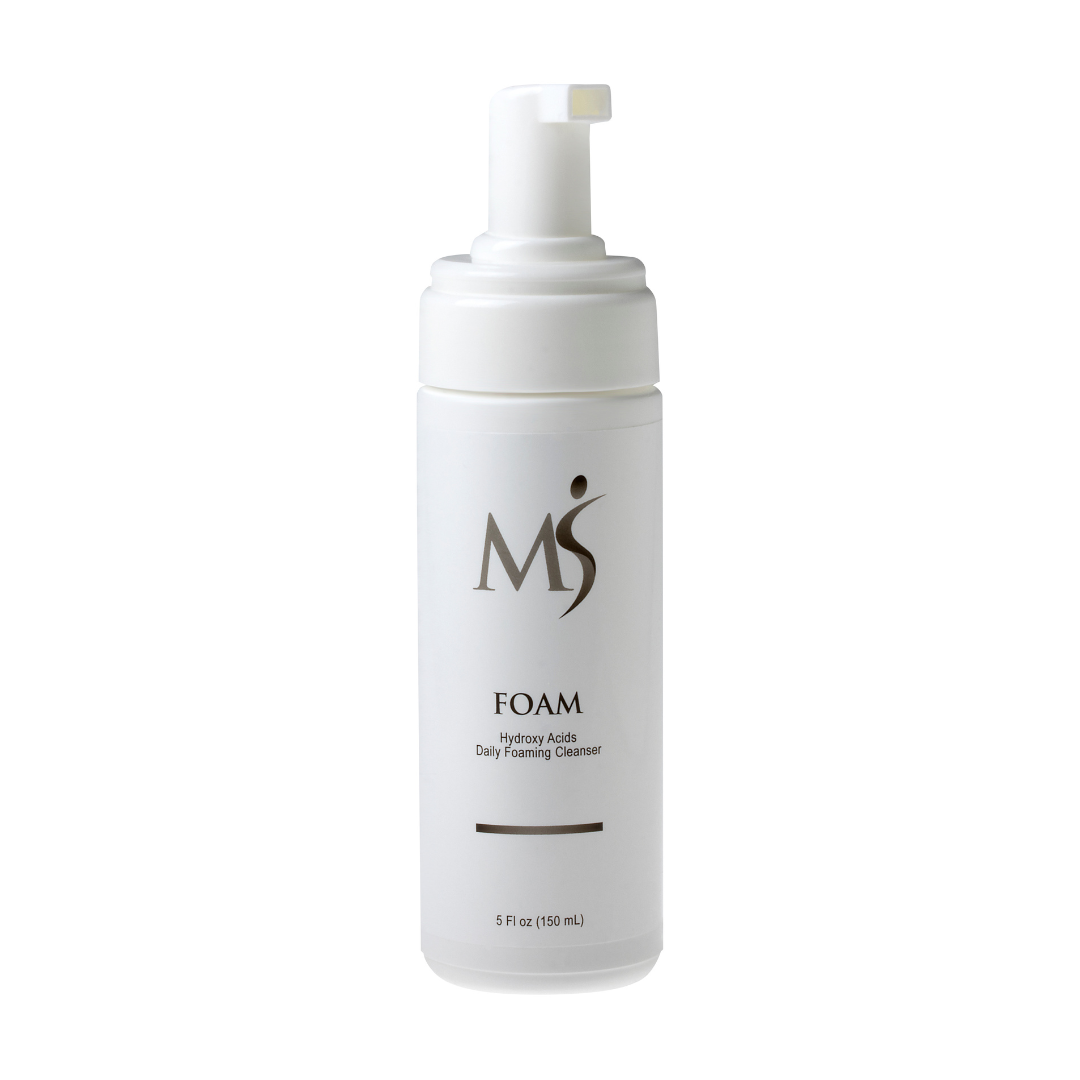 This FOAMING daily cleanser from MSMDSkinTherapy contains lactic acid and glycolic acid for gentle exfoliation and cleaning without overdrying the skin. It is a pleasant smelling foam.