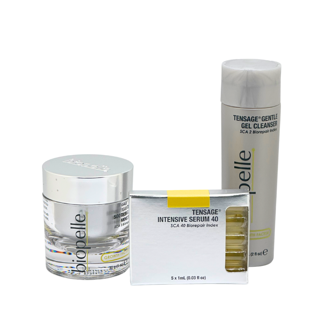 Tensage Recovery System supports skin's natural rejuvenation process. The exclusive SCA Biorepair Technology, a secretion from the Cryptomphalus Aspersa snail containing fibroblast growth factors and antioxidants, is clinically proven to help promote skin repair and healing, reduce the appearance of fine lines and wrinkles, and enhance skin tone and luminosity.