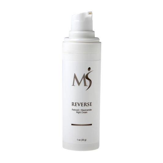 REVERSE retinol night cream from MSMDSkinTherapy contains prescription strength retinol to improve the skin. It can smooth the skin, reduce lines and wrinkles, and improve acne.